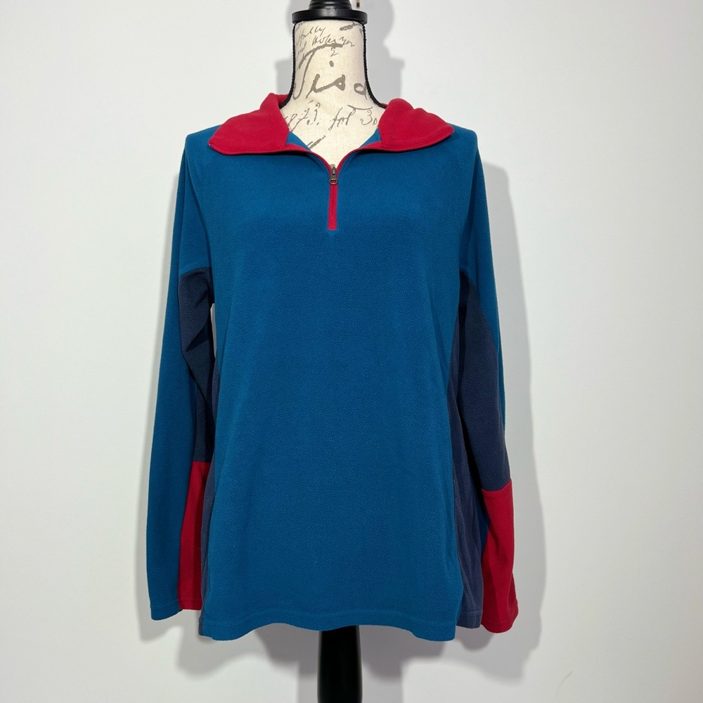 Columbia Kids Fleece Jacket Blue/Red 1/4 Zip Up Size XL.